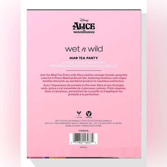 NWT Alice in Wonderland x Wet N Wild 4PC Makeup Brush Set - Picture 4 of 4